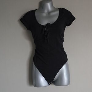American Eagle Outfitters Black Tie-Front Bodysuit Size Medium